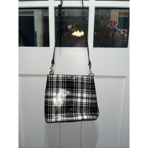 Patricia Nash Handbags - New Patricia Nash Leather Black White Plaid Crossbody Shoulder Bag